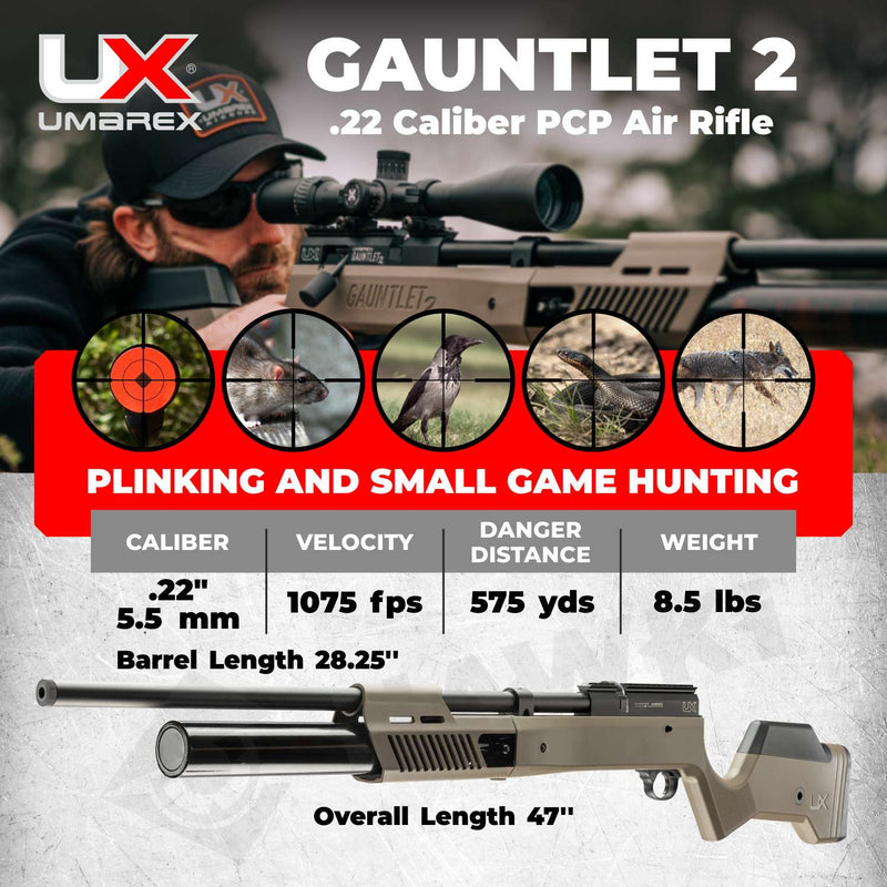 Umarex 2254825 Gauntlet 2 PCP Pellet Gun .22 Caliber Bolt-Action Air Rifle with Wearable4U Bundle