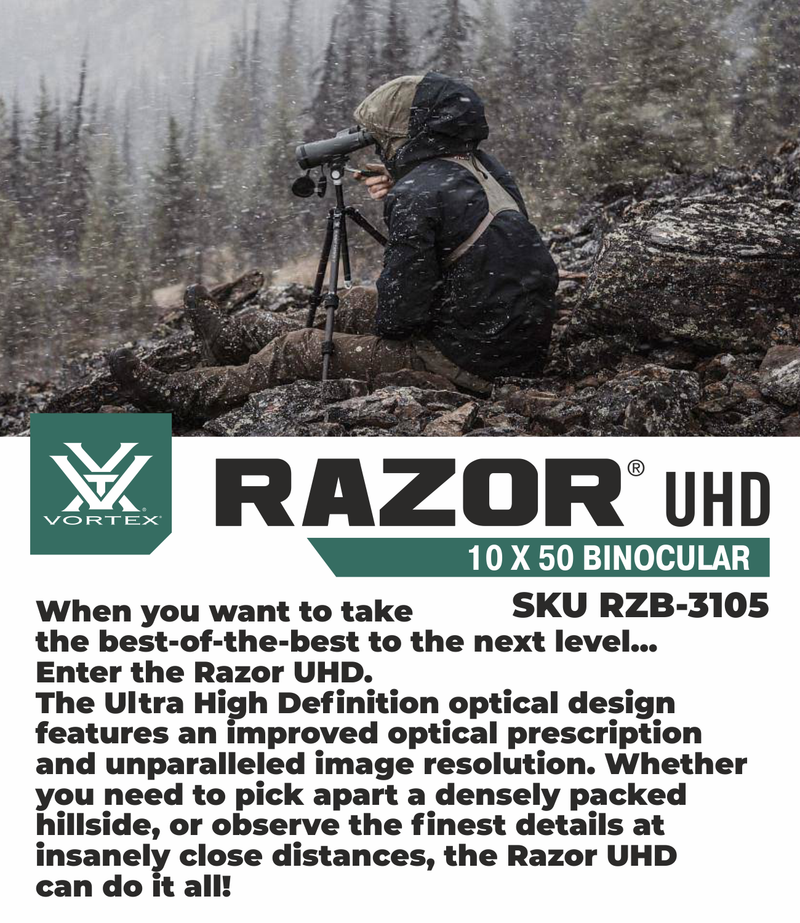 Vortex Optics Razor UHD 10x50 Binoculars with Free Hat and Wearable4U Bundle