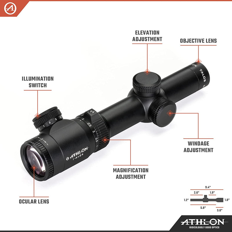 Athlon Optics Talos BTR GEN2 1-4×24 ATMR7 SFP IR MIL Riflescope (215027)