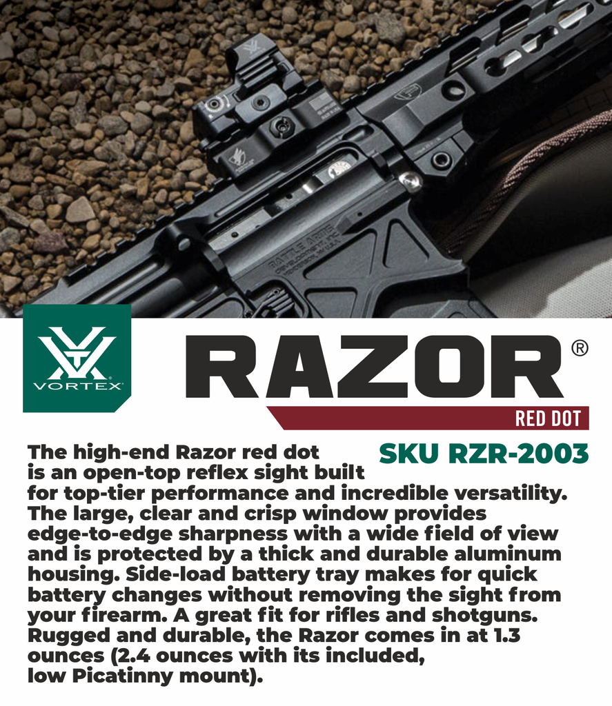 Vortex Razor 6 Moa Vortex Optics Razor Red Dot Sight 6 MOA Dot with Wearable4U Bundle ...