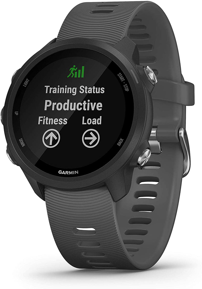 Garmin Forerunner 245 GPS Running Smartwatch with Included Wearable4U 3 Straps Bundle (Slate Grey 010-02120-00, Black/Blue/Lime)