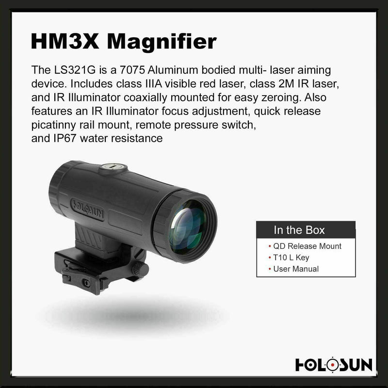 Holosun HS510C 2 MOA Dot & 65 MOA Circle Sight with 3X Magnifier HM3X Bundle