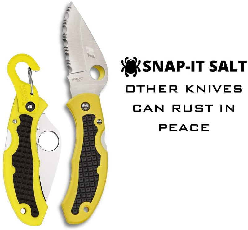 Spyderco Snap-It Salt SpyderEdge Folding Knife with Black/Yellow Lightweight FRN Handle
