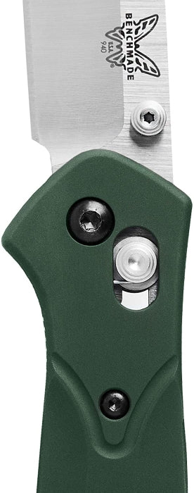 Benchmade 940 Plain Edge 3.4" Green Aluminum Folding Pocket Knife