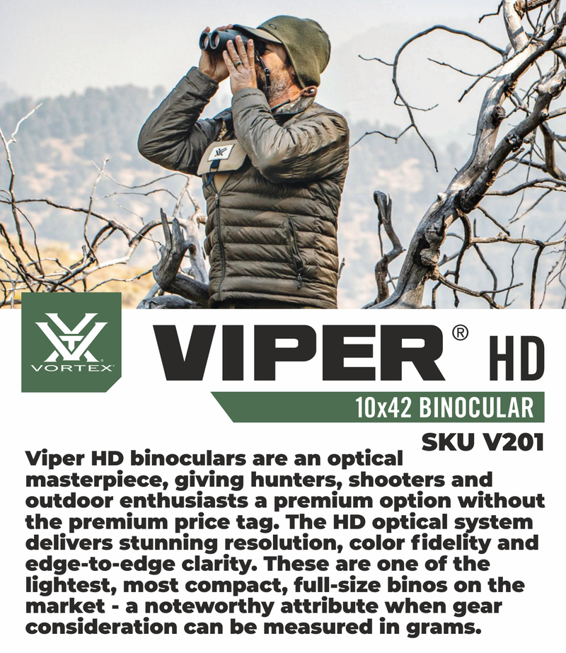 Vortex Optics Viper HD 10x42 Binocular V201 with Free Hat and Wearable4U Bundle