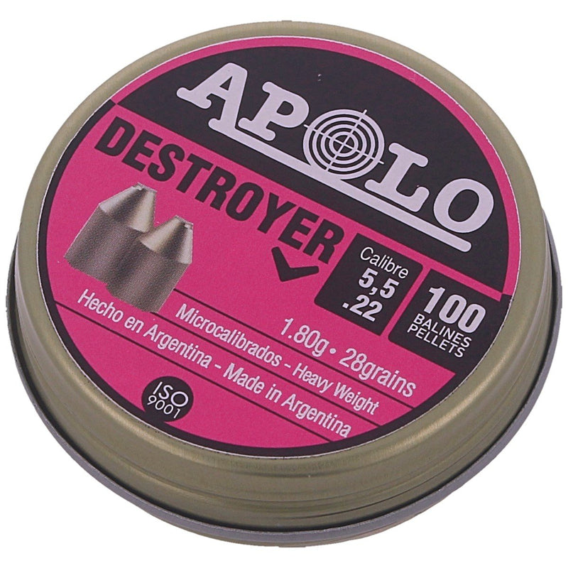 Apolo Destroyer 5.5mm .22 Cal 28gr/1.8 g Air Rifle Pellets 100 ct (E19901)