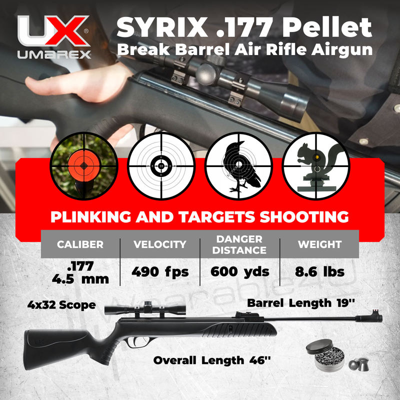 Umarex Syrix Break Barrel Air Rifle with Scope with Wearable4U Bundle