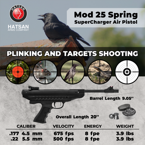 Hatsan MOD 25 Spring Supercharger Breakbarrel .177 Caliber Air Pistol