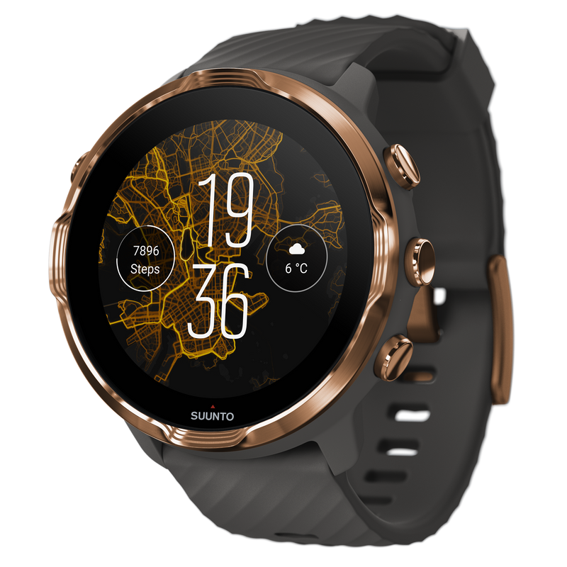 Suunto 7 Graphite Copper GPS Sports Smartwatch with Wearable4U Power Pack Bundle