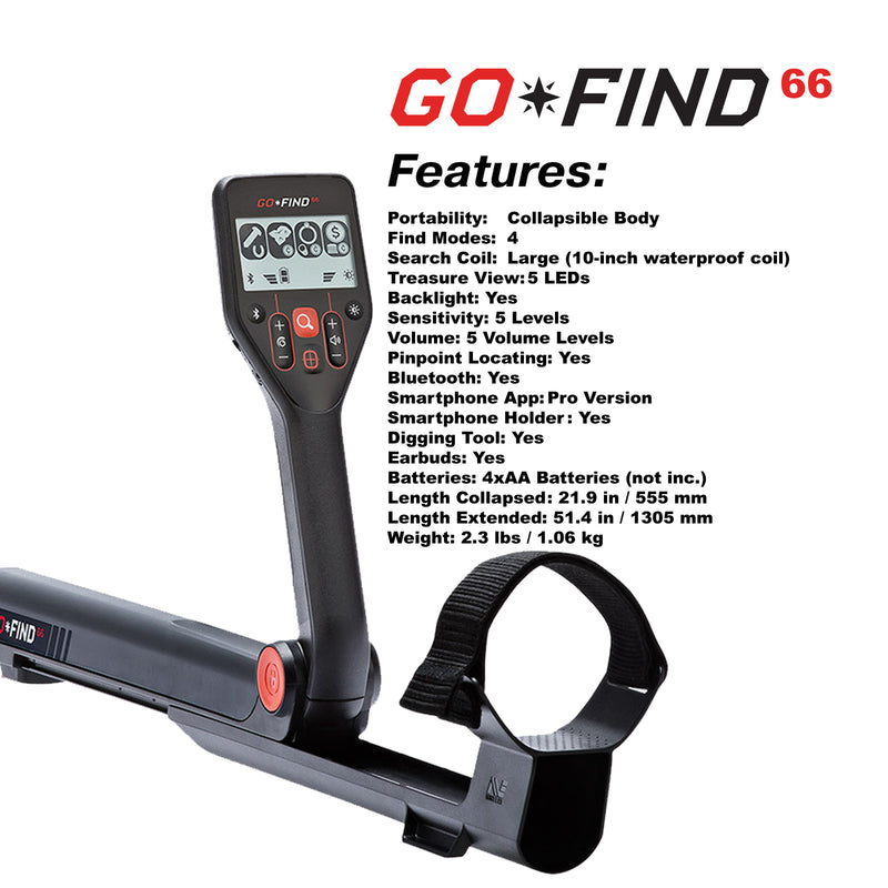 Minelab GO-FIND 66 Metal Detector with 10" inch 7.8 kHz Waterproof Search Coil