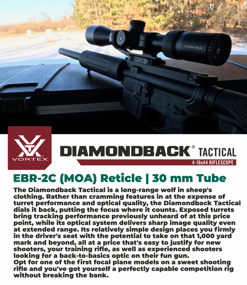 Vortex Optics Diamondback 4-16x44 FFP Riflescope EBR-2C (MOA) Reticle, 30mm Tube with Wearable4U Bundle