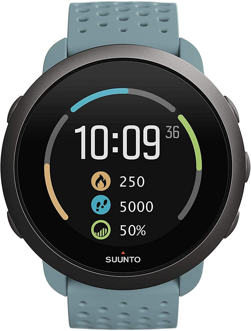 Suunto 3 New Edition Fitness Moss Grey Multisport Watch with Wearable4U Black EarBuds Pro and Power Bank Bundle