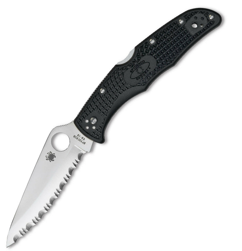 Spyderco Endura 4 FRN Black C10SBK Folding Serrated Edge Pocket Knife