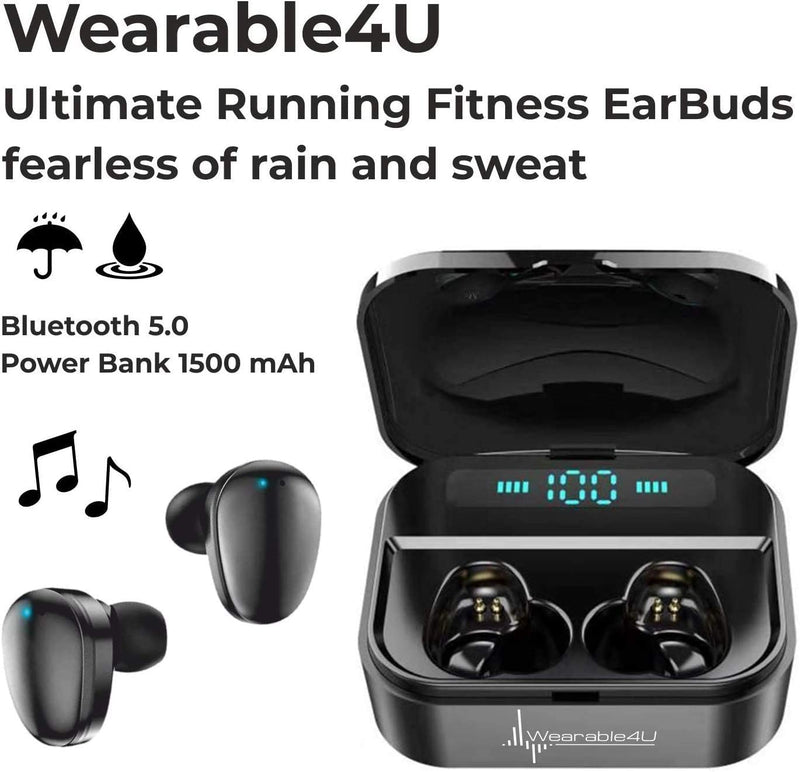 Bushnell Wingman GPS Bluetooth Speaker with Included Wearable4U Ultimate Black EarBuds with Charging Power Bank Case Bundle