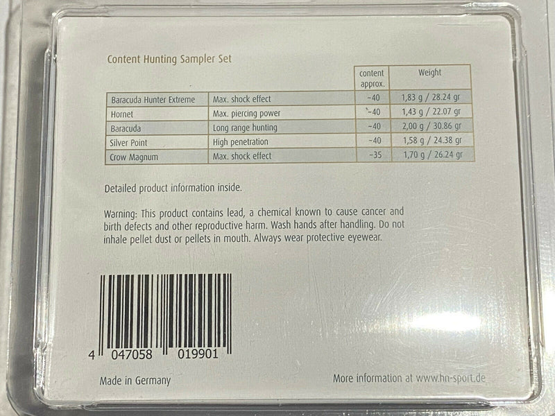 Hatsan H&N Hunting Air Guns Pellet Sampler .25 Cal, 6.35 mm, 5 Types (99996350005)