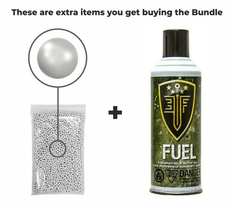 Umarex Elite Force H&K 45CT GBB(VFC) Airsoft Pistol Green Gas BB Air Soft Gun with Elite Force Airsoft Green Gas Can and Extra Mag and Wearable4U Pack of 1000 6mm 0.20g BBs Bundle (FDE)