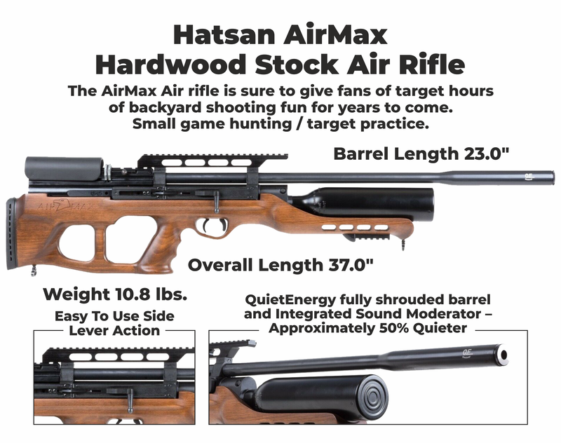 Hatsan AirMax PCP QE Air Rifle (Hardwood Stock) with 3-9x40 Scope with Included Wearable4U Bundle