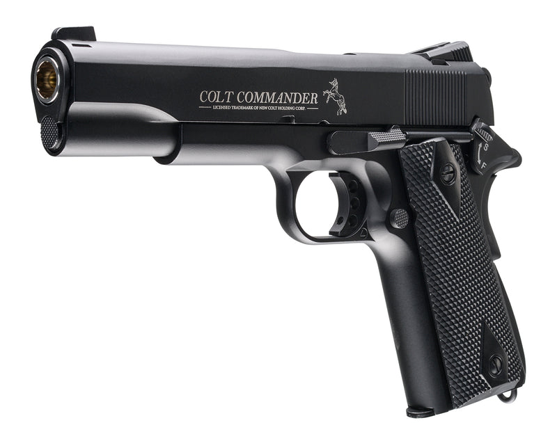 Umarex Colt Commander CO2 Blowback .177 Cal Air Pistol (2254028) with 5x 12g CO2 Tanks and Spare Mag and Pack of 1500 Steel BBs Bundle