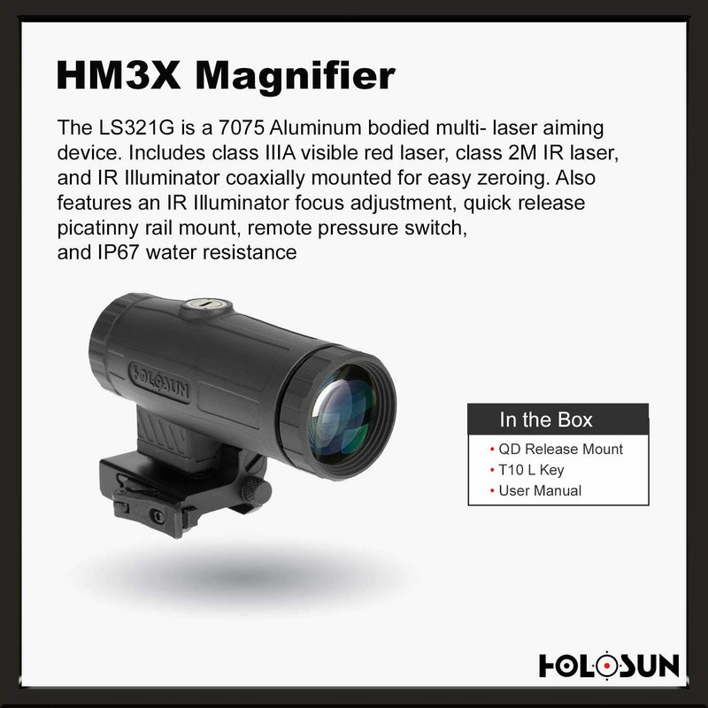 Holosun HS403R Micro 2 MOA Red Dot Sight and 3X Magnifier HM3X with Wearable4U Extra CR2032 Battery and Lens Cleaning Pen Bundle