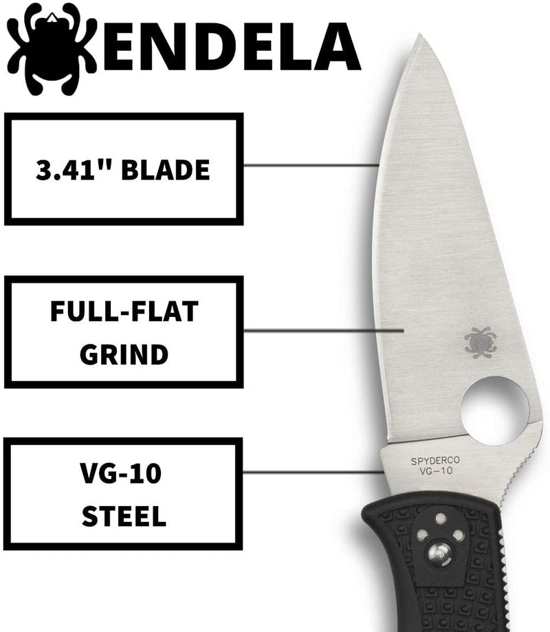 Spyderco Endela Lightweight PlainEdge Folding Knife with 3.41" VG-10 Stainless Steel Blade