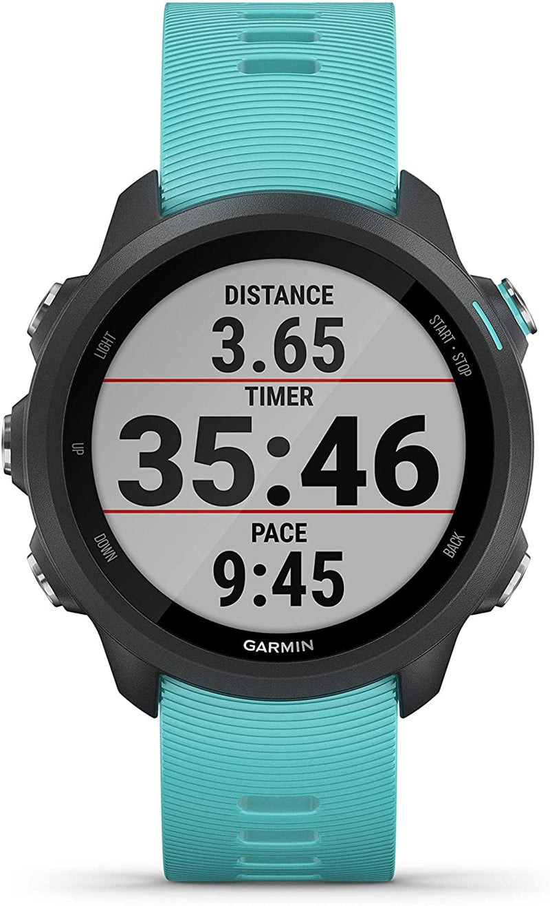 Garmin Forerunner 245 GPS Running Smartwatch with Included Wearable4U 3 Straps Bundle (Aqua Music 010-02120-22, Blue/Lime/White)