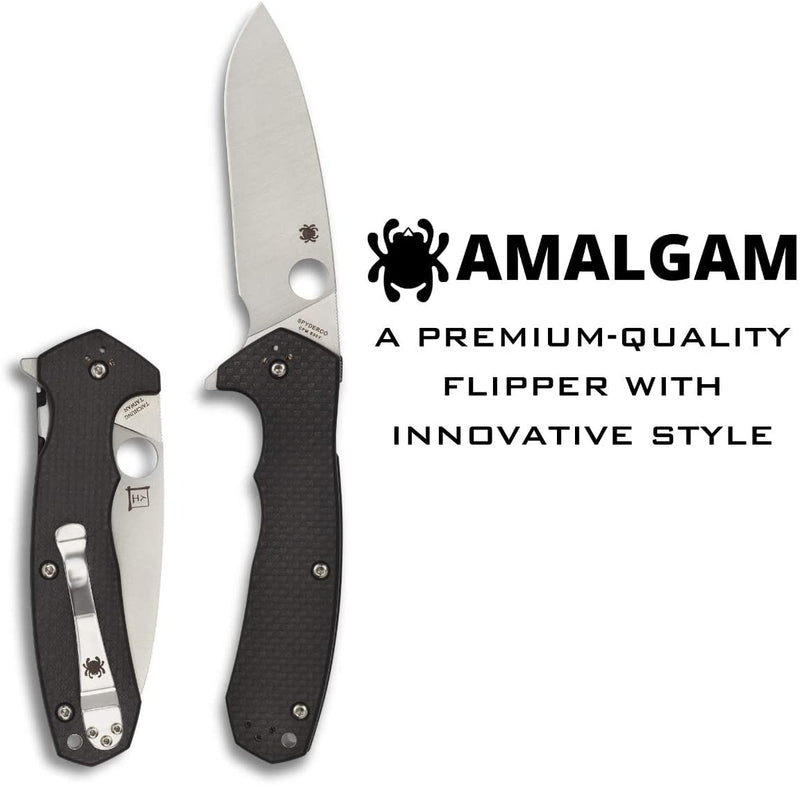 Spyderco Amalgam 3.80" Plain Edge Carbon Fiber G-10 Handle Premium Flipper Knife (C234CFP)