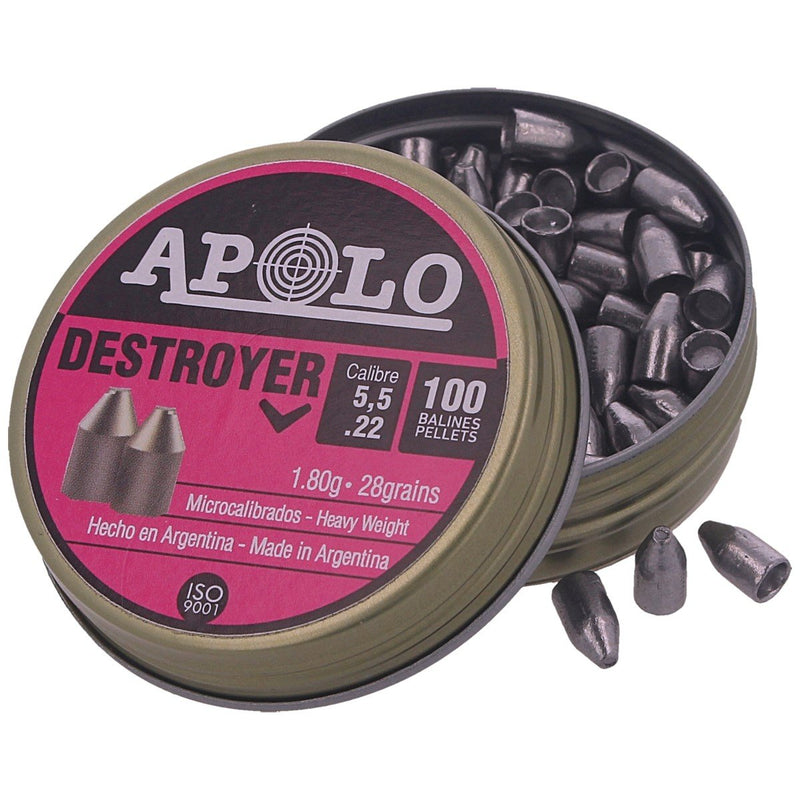 Apolo Destroyer 5.5mm .22 Cal 28gr/1.8 g Air Rifle Pellets 100 ct (E19901)