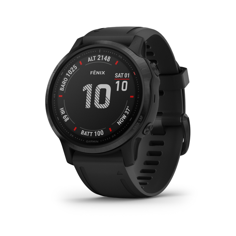 Garmin Fenix 6S Smaller-Sized Multisport GPS Watch with Wrist-Based Heart Rate Pulse Ox and Ultimate Power Bundle (PRO/Black with Black Band)