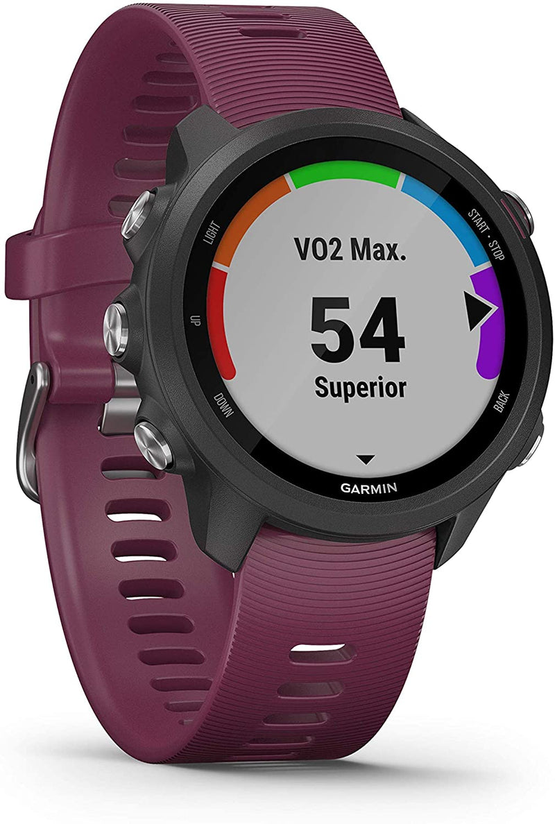 Garmin Forerunner 245 GPS Running Smartwatch with Included Wearable4U 3 Straps Bundle (Berry 010-02120-01, Khaki/Red/White)
