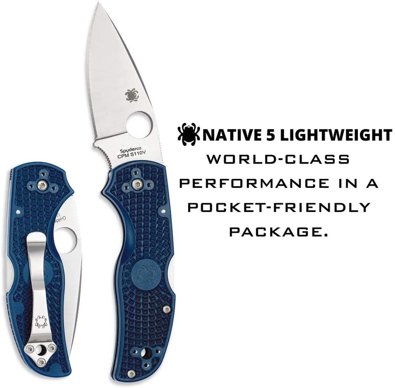 Spyderco Native 5 Lightweight Dark Blue FRN Handle Signature Folder Knife