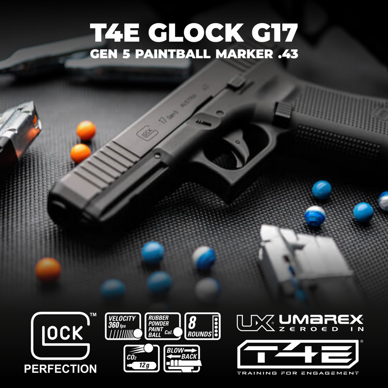 Umarex T4E Glock G17 Gen 5 Blowback Paintball Marker .43 Сal Black (Standard Edition, 2292167)