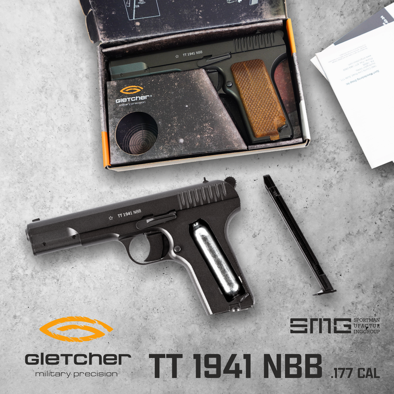 Gletcher TT 1941 NBB .177 Cal CO2 Metal Body Non-blowback BB Air Pistol