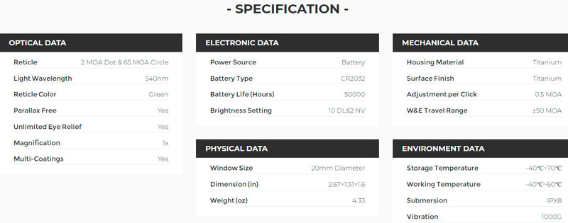 Holosun HE515GT-GR Titanium Green Dot Sight