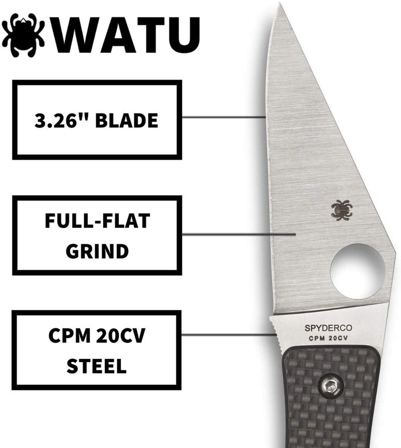 Spyderco C251CFP WATU Carbon Fiber/G-10 Laminate Handle PlainEdge Folding Knife
