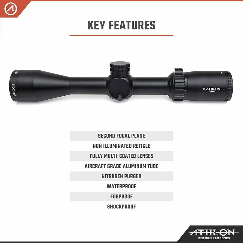 Athlon Optics Neos 3-9x40, Capped , Fixed Focus, 1 inch, SFP, Center-X Riflescope with included Wearable4U Bundle