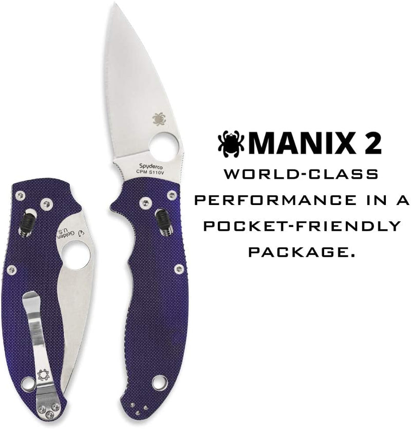 Spyderco Manix 2 PlainEdge S110V Dark Blue G10 Folding Knife