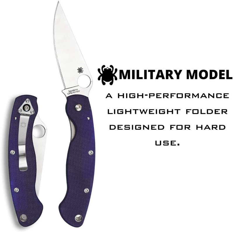 Spyderco Military Model G-10 Dark Blue CPM S110V Folding Knife