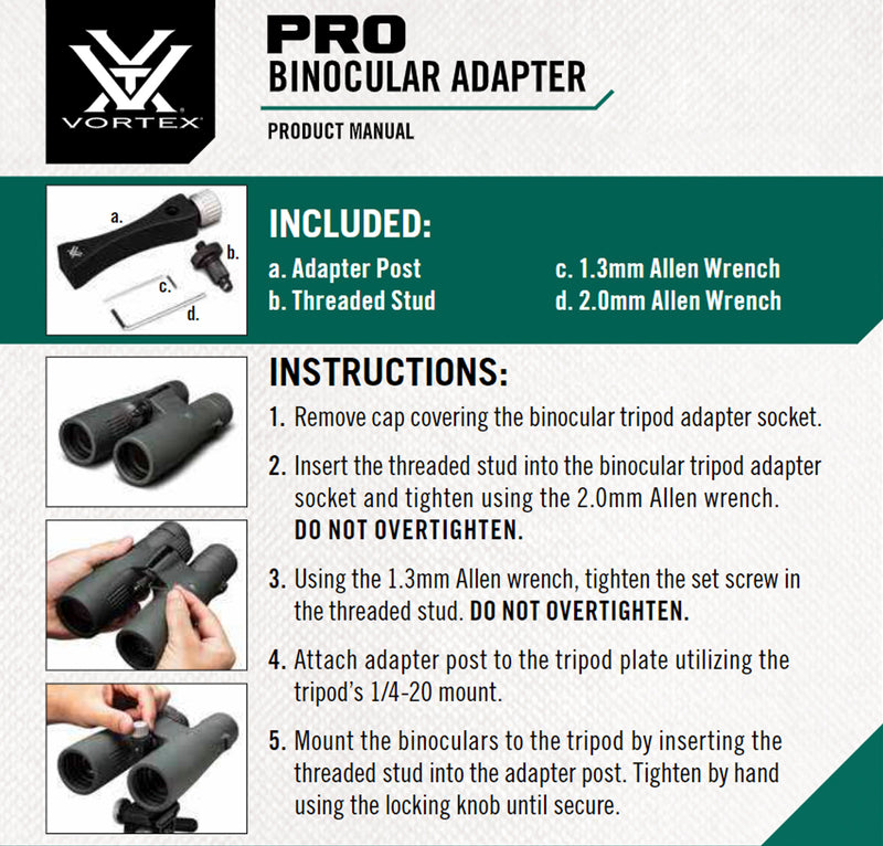 Vortex Optics Pro Binocular Adapter TRA-BINDAP