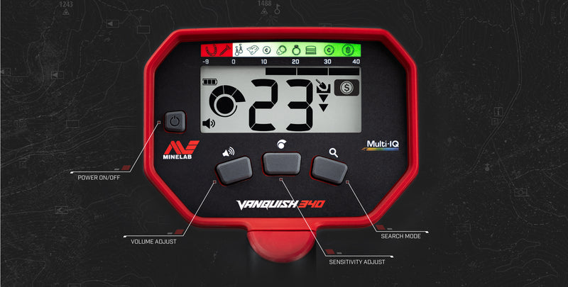 Minelab VANQUISH 340 Waterproof Metal Detector with V10 10"X7" Double-D Coil
