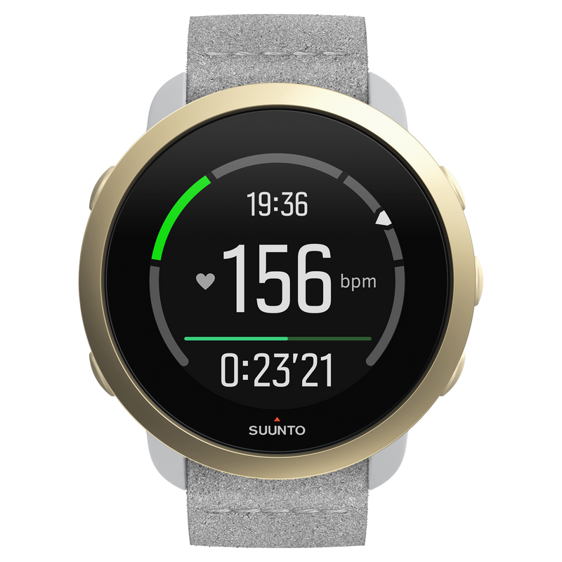 Suunto 3 Multisport Watch with Heart Rate Monitor, Pebble White Light Gold with Wearable4U Power Pack Bundle