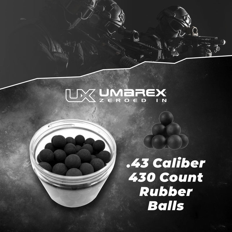 Umarex T4E .43 Caliber Paintball Reusable Rubber Balls for Paintball Gun 430 Count, Black