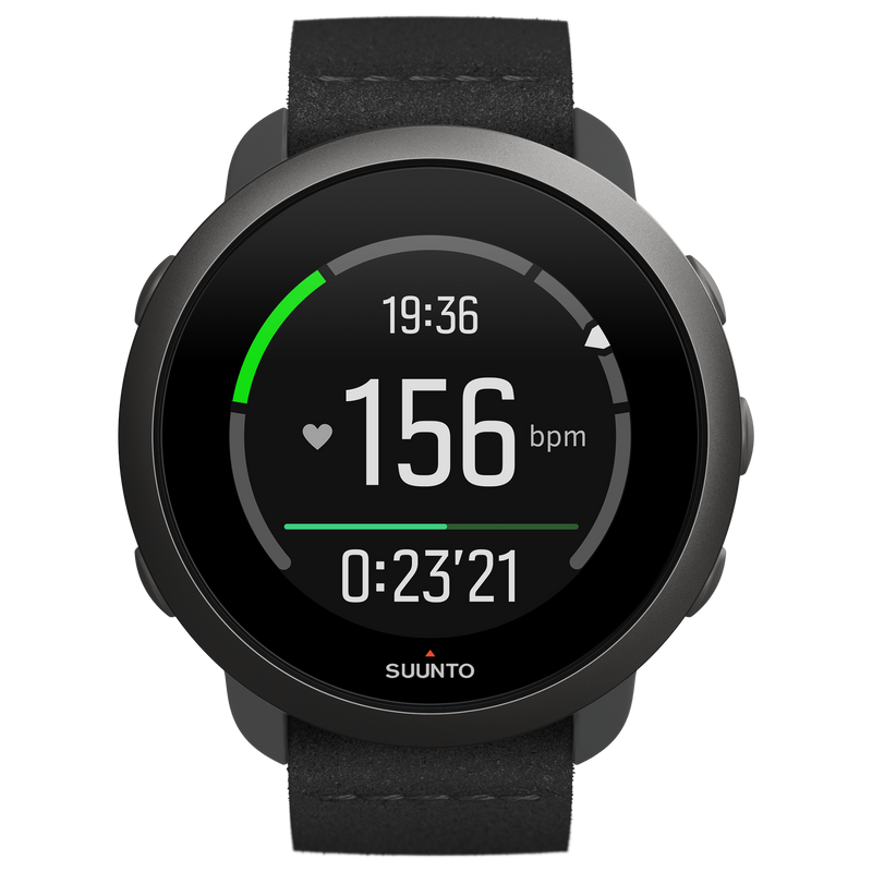Suunto 3 Multisport Watch with Heart Rate Monitor, All Black with Wearable4U EarBuds Power Bundle