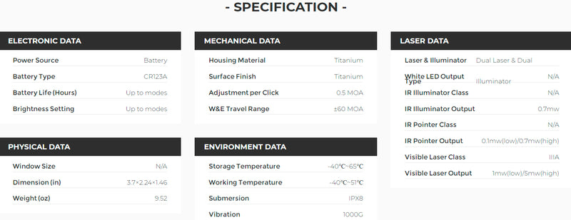 Holosun LE321-RD Co-axial Red & IR Pointer with White & IR Illuminator Laser Sight