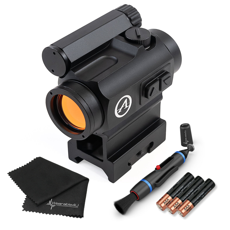 Athlon Optics Midas TSR2 Red Dot Sight, 50K Hour Battery Life with included Wearable4U Lens Cleaning Pen and Lens Cleaning Cloth Bundle