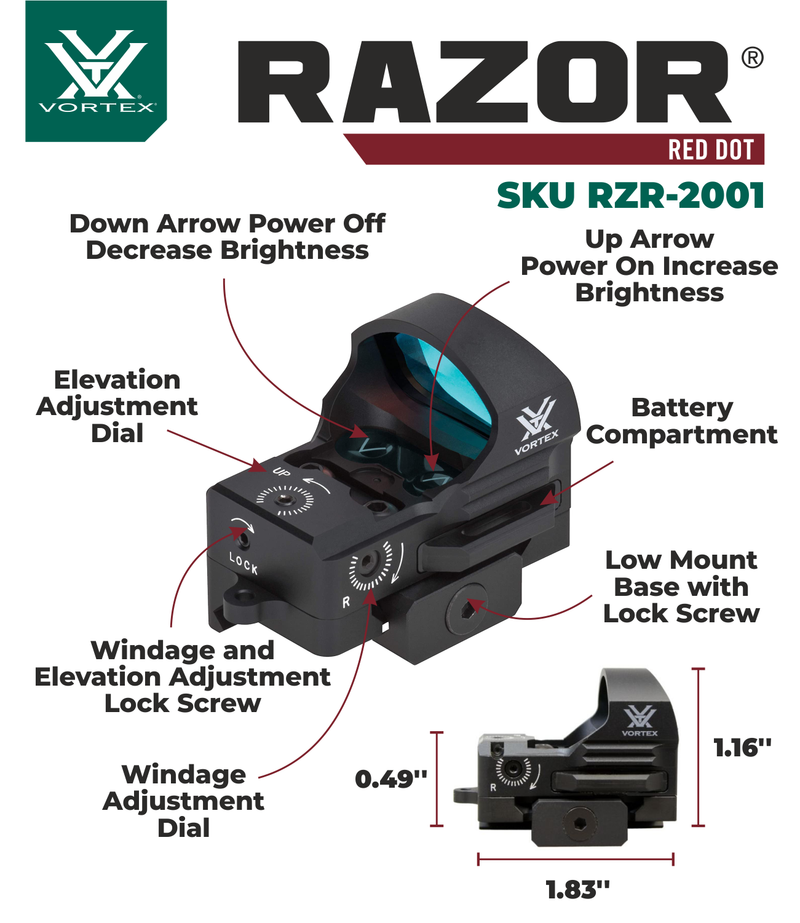 Vortex Optics Razor Red Dot Sight, 3 MOA Dot RZR-2001 with Free Hat and Wearable4U Bundle