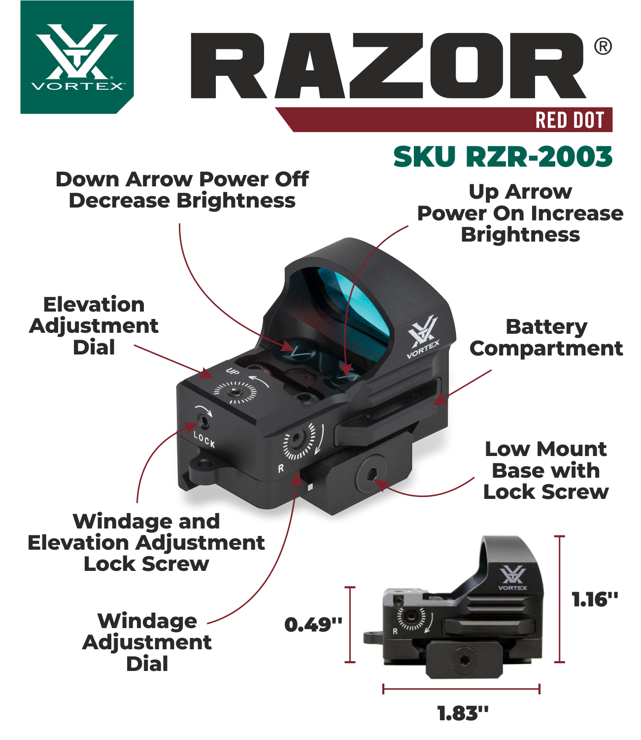 Vortex Razor Rred Dot Vortex Optics Razor Red Dot Sight 6 MOA Dot with Wearable4U Bundle ...