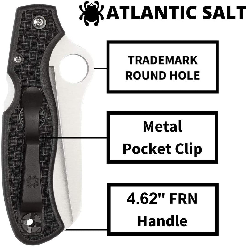 Spyderco C89SBK Atlantic Salt Serrated Edge Folding Knife, Black