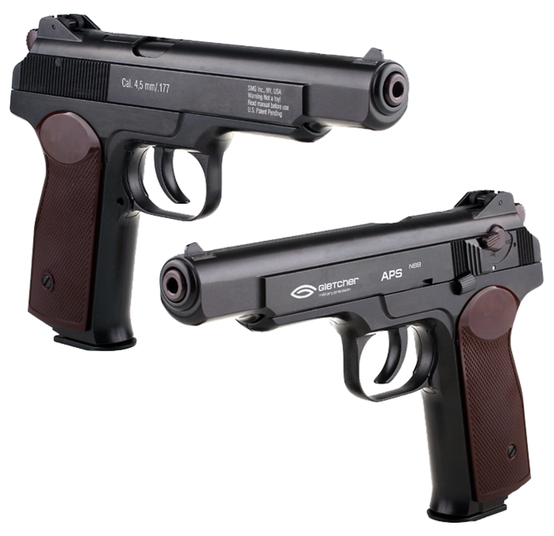 Gletcher APS NBB (Stechkin) .177 Cal CO2 Metal Body Double-action BB Air Pistol with Included Bundle