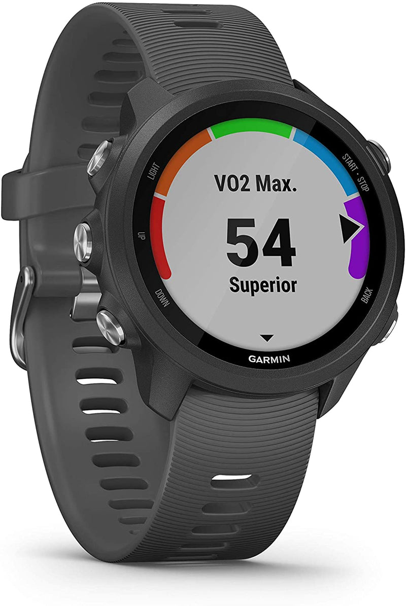 Garmin Forerunner 245 GPS Running Smartwatch with Included Wearable4U 3 Straps Bundle (Slate Grey 010-02120-00, Khaki/Red/White)