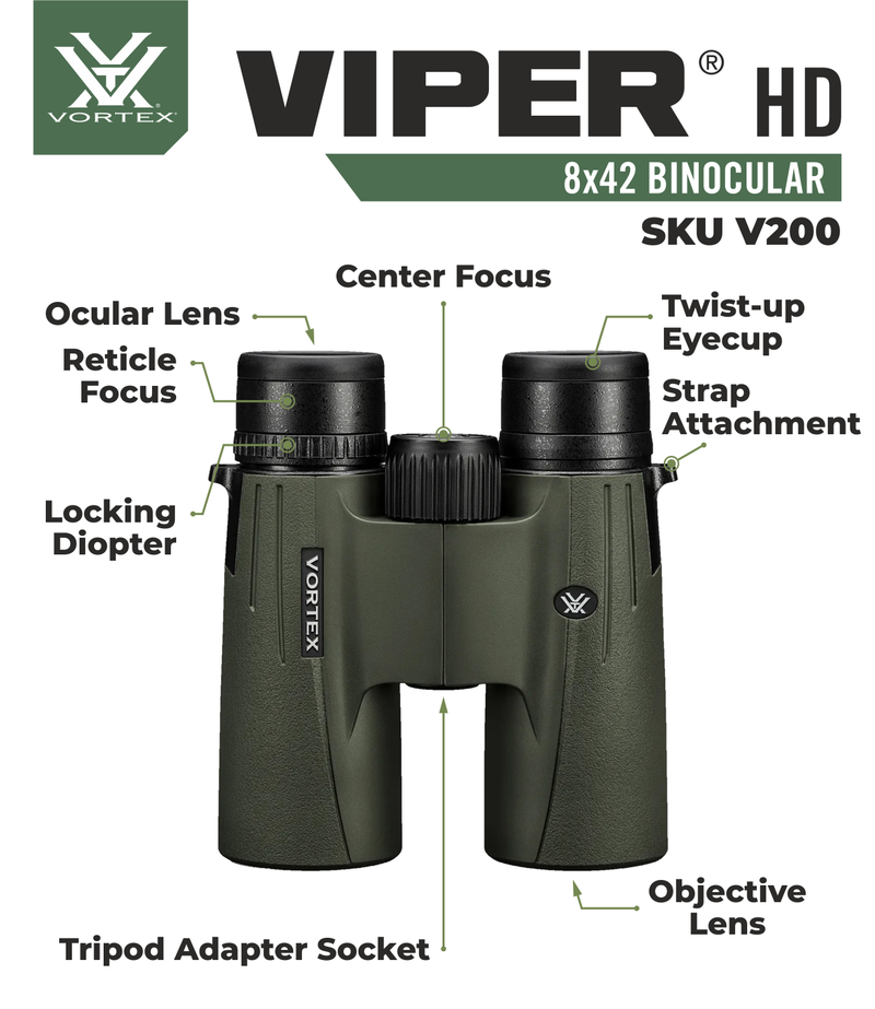 Vortex Optics Viper HD 8x42 Roof Prism Binocular V200